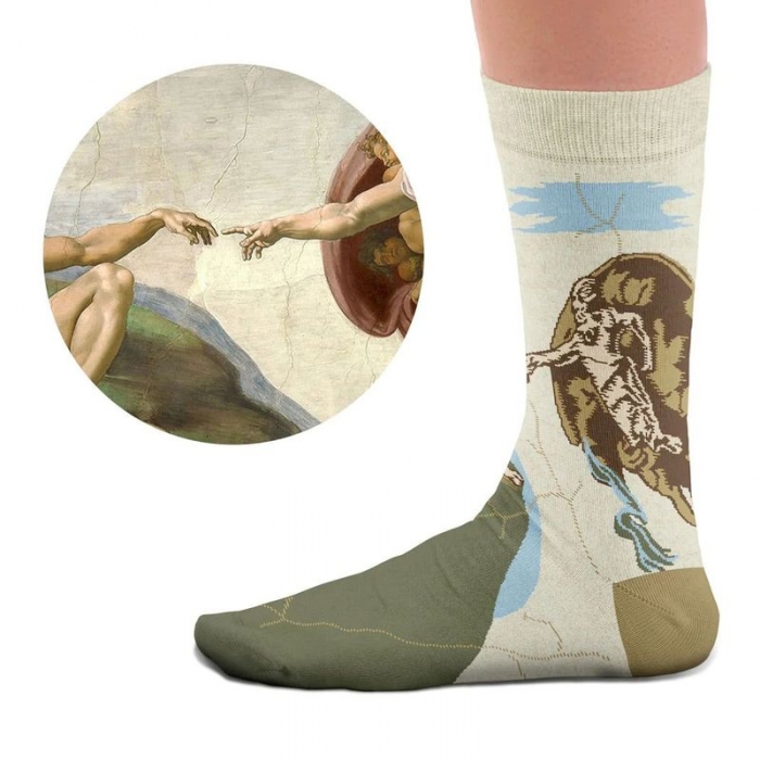 Socken Kunstwerke - Michelangelo "Die Erschaffung Adams"